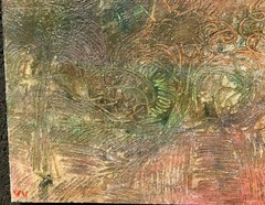 „Tropical Island“ Oil Painting on Cardboard-Outsider Art-Paul Nickel (Welsh)