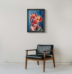 Original Abstract Expressionist Dog Canvas 16×12 Colorful Modern Fine Art