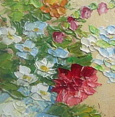 Painting Vase Sensual Flowers Oil on Panel 32×13 cm Orig Boehm 1960 Signed