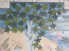 EARLY 20TH C ORIG PERSIAN LARGE PAINTING „OLD MAN ENCOUNTERS A YOUTH“, FINE