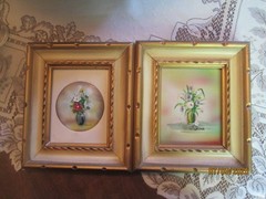 Enamel Painted on Metal F;oral Scene Framed Art Picture