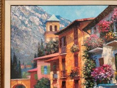 Howard Behrens Framed Oil Painting On Canvas Glicee Village Hideaway