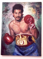 Bill Angresano Original Oil Painting of HOF Boxer Orlando Canizales 1994 18×24