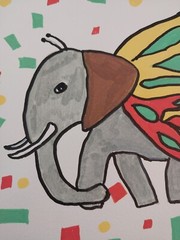 G.A.Titan Acrylic Painting IMPRESSIONISM ELEPHANT BUTTERFLY WHIMSICAL ANIMALS
