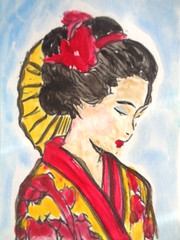 ATC ACEO Woman In Art – GEISHA GIRL Painting Art