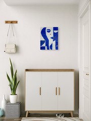 Original Cubist Blue Face Contemporary Painting Signed STerling Paper 11×14
