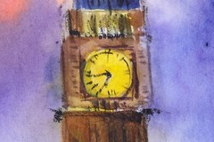London Painting Big Ben Original Wall Art England Watercolor Palace of Westminst