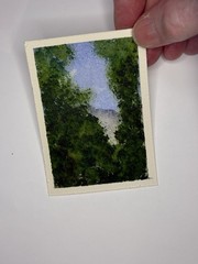 ACEO Watercolor 2.5 X3.5 Peek A Boo Mountain View @spiritridgeart