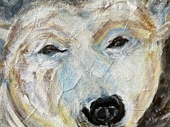 Original Polar Bear Acrylic Painting Fine Art 12×12 Stretched Canvas Wildlife