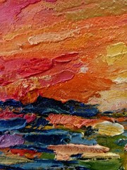 Sea Impasto Painting Original Art Impression Oil Painting 7.7 x 9.8 in