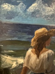 Original Oil Painting – Impressionism Beach on 12×16 inch panel-Ready to Hang