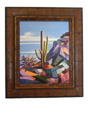 DIANA MADARAS CACTUS MOUNTAIN PAINTING GICLEE 12 X 14 FRAMED ARTIST CANVAS