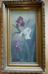 MABEL LEMOS, LISTED EARLY CALIFORNIA CA ANTIQUE OIL PAINTING FLORAL FLOWERS RARE