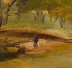 Autumn Park Oil Painting, Vintage Landscape with Trees and Path, Warm Fall Color