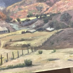1956 Provo Utah Spanish Fork Canyon Pace Ranch Oil Painting Ray Hansen 18×24”
