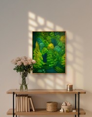Original oil Painting “ Living Room “ Forest COA 15 x19 OOAK signed Nature Art