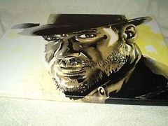 Canvas Painting Indiana Jones Harrison Ford Speckled B&W Art 16×12 inch Acrylic