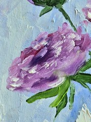 Vase cat oil painting 15×20 cm plants flowers painting on cardboard