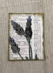 Aceo art card by Kenna Mixed Media Flowers In My Garden Lavender 2.5” X 3.5”