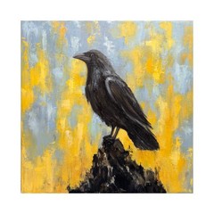 Raven Original Oil Painting Black Crow painting Crow Wall Art Bird Impasto Art