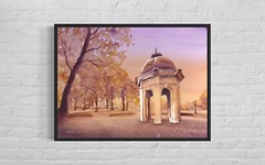 University watercolor landscape ECU Cupola Greenville NC college art (original)