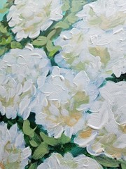 WHITE HYDRANGEAS 11 × 14 Original Painting