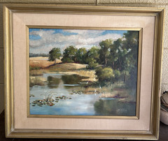 Vintage Ruth Bowman Original Framed Oil on Canvas Florida Landscape