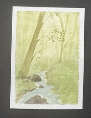Original Watercolor ACEO Landscape “Whispering Brook” Signed Dated OOAK
