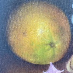 Vintage Original Oil Painting Fine Still Life Basket of Flowers and Fruit Signed