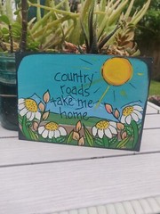 John Denver Lyric Painting 7 x 5″ wood, Country Roads Song Wall Art, 70s music
