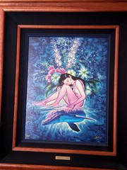 Christian Riese Lassen Art on Canvas Set (3) w/ COA –“Caress” “Ocean Angel” KISS