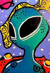 ACEO HAND PAINTED ORIGINAL ALIEN PLANET ART Acrylic Gouache PAINTING NEW