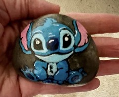 Hand Painted Rock Stone- Stitch Art