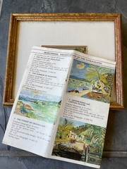 Original Alexandre Minguet Miniature Watercolor Signed w/ Print & Pamphlet 80’s