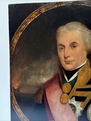ANTIQUE NAVAL COMMANDER PAINTING PORTRAIT ADMIRAL HORATIO NELSON BATTLE RARE