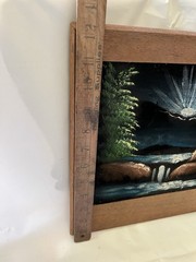 1970’s Vintage Black Velvet Painting With Homemade Wooden Frame 18×12” No. Maine