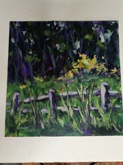 Medium Square Original Art Signed S Chaples Summer Meadow Ready To Frame
