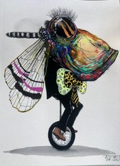 ALAIN DONATE HERNANDEZ ORIGINAL MIXED MEDIA ACRYLIC,INK ON CARDBOARD 9″X 12″