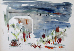 ALFRED BIRDSEY VINTAGE ORIGINAL WATERCOLOR BERMUDA BLUE SKIES SCENE PAINTING