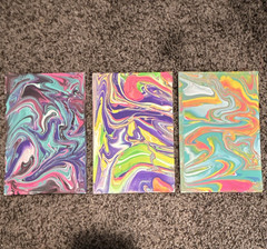 Abstract Fluid Pour Painting Triptych Set of 3, Unframed Panels