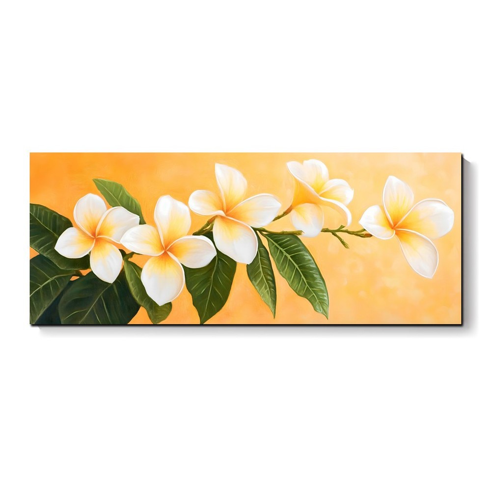 Vibrant Tropical Plumeria Floral HandPainted Oil Painting Modern Wall Art Decor