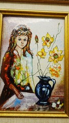 Vintage Framed Belgium Enamel Portrait Painting Copper #775 Signed J. Passin