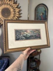 Vtg 90s Garden Of Flowers Framed Artwork, Cottagecore, Whimsigoth, 11×17”