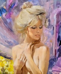 Howard Rogers – Blonde Playmate nude – Oil painting