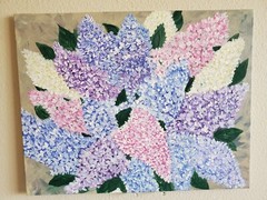 Handmade Painting Acrylic Art Panel 11x14x1/16 Decor Lilac Flowers