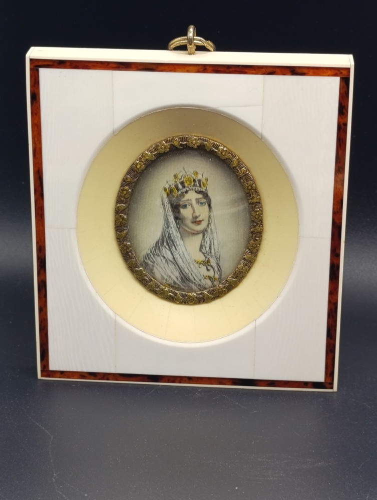 Mid-19th Century Miniature Portrait of Empress Josephine – Hand Painted Antique