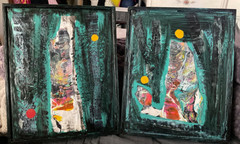 ABSTRACT TEXTURAL MIXED MEDIA ACRYLIC ON CANVAS  8.5×10.5”