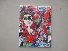 Flower Girl with Cats 90x70x3cm Acrylic/LW Art Milling – Modern Painting