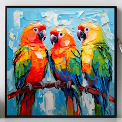 ORIGINAL Oil PAINTING on Canvas Parrot 12×12 in Textured Artwork Custom Order