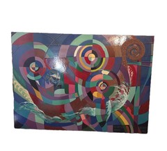 Abstract Painting On Board Mixed Media Geometric Celtic Modern 1994 Large 58×41